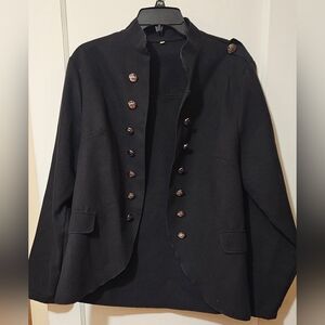 Black Military Style Jacket with Button Details